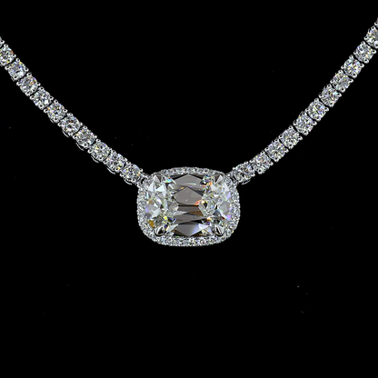 7.05 CTTW Antique Cushion Lab Grown Diamond Special Necklace 16" (E Color and VS1 Clarity)