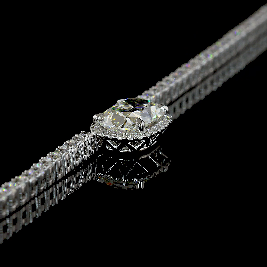 7.05 CTTW Antique Cushion Lab Grown Diamond Special Necklace 16" (E Color and VS1 Clarity)
