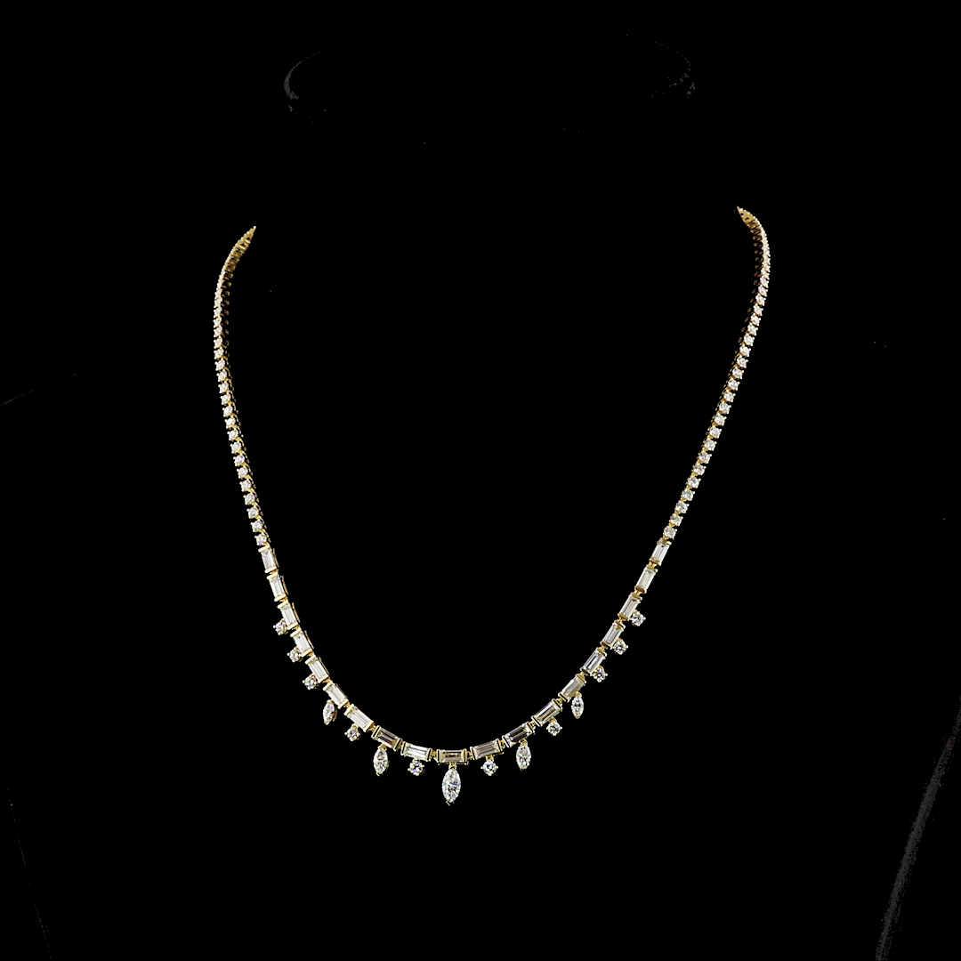 6.69 CTTW MIX Lab Diamond Tennis Necklace (E Color and VS Clarity)