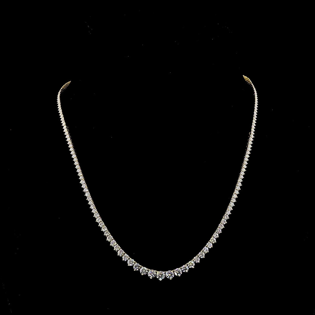 8.36 CTTW Round Lab Grown Diamond Riviera Necklace 16.5" (E Color and VS Clarity)