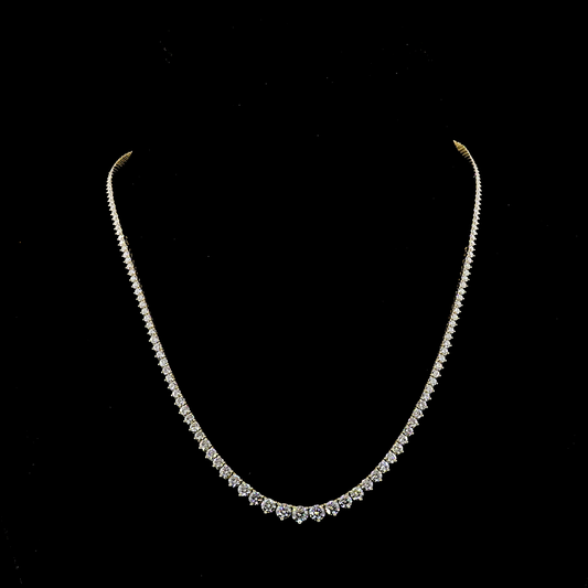 8.36 CTTW Round Lab Grown Diamond Riviera Necklace 16.5" (E Color and VS Clarity)