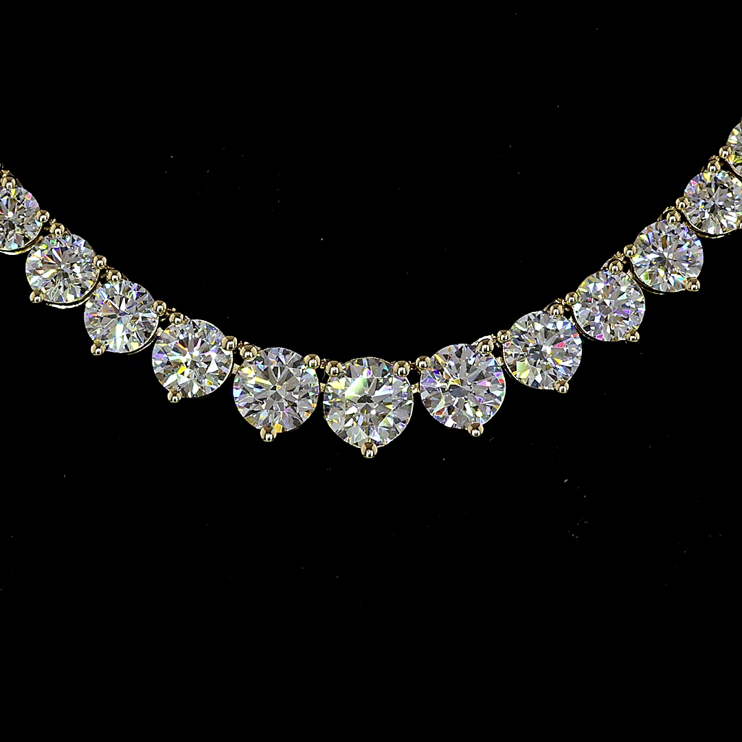 8.36 CTTW Round Lab Grown Diamond Riviera Necklace 16.5" (E Color and VS Clarity)