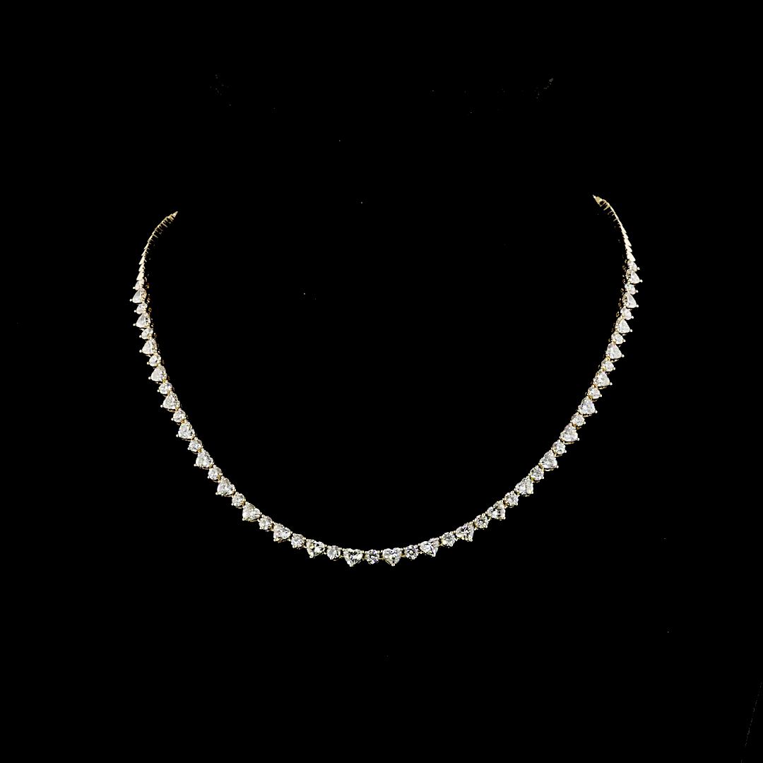 7.36 CTTW Heart Lab Diamond Tennis Necklace (E Color and VS Clarity)