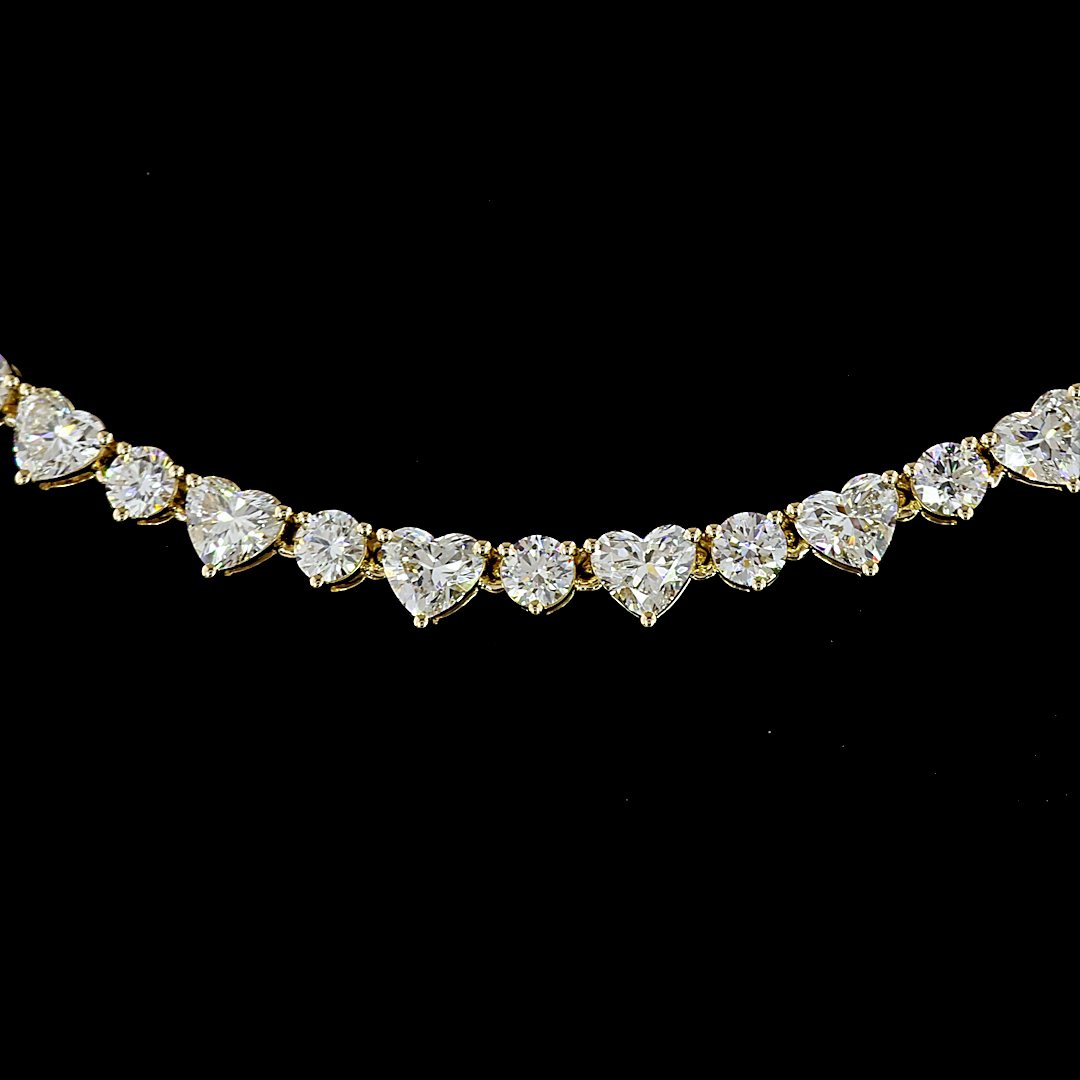 7.36 CTTW Heart Lab Diamond Tennis Necklace (E Color and VS Clarity)