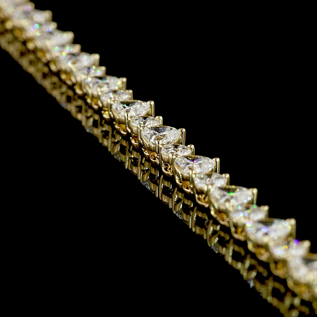 7.36 CTTW Heart Lab Diamond Tennis Necklace (E Color and VS Clarity)