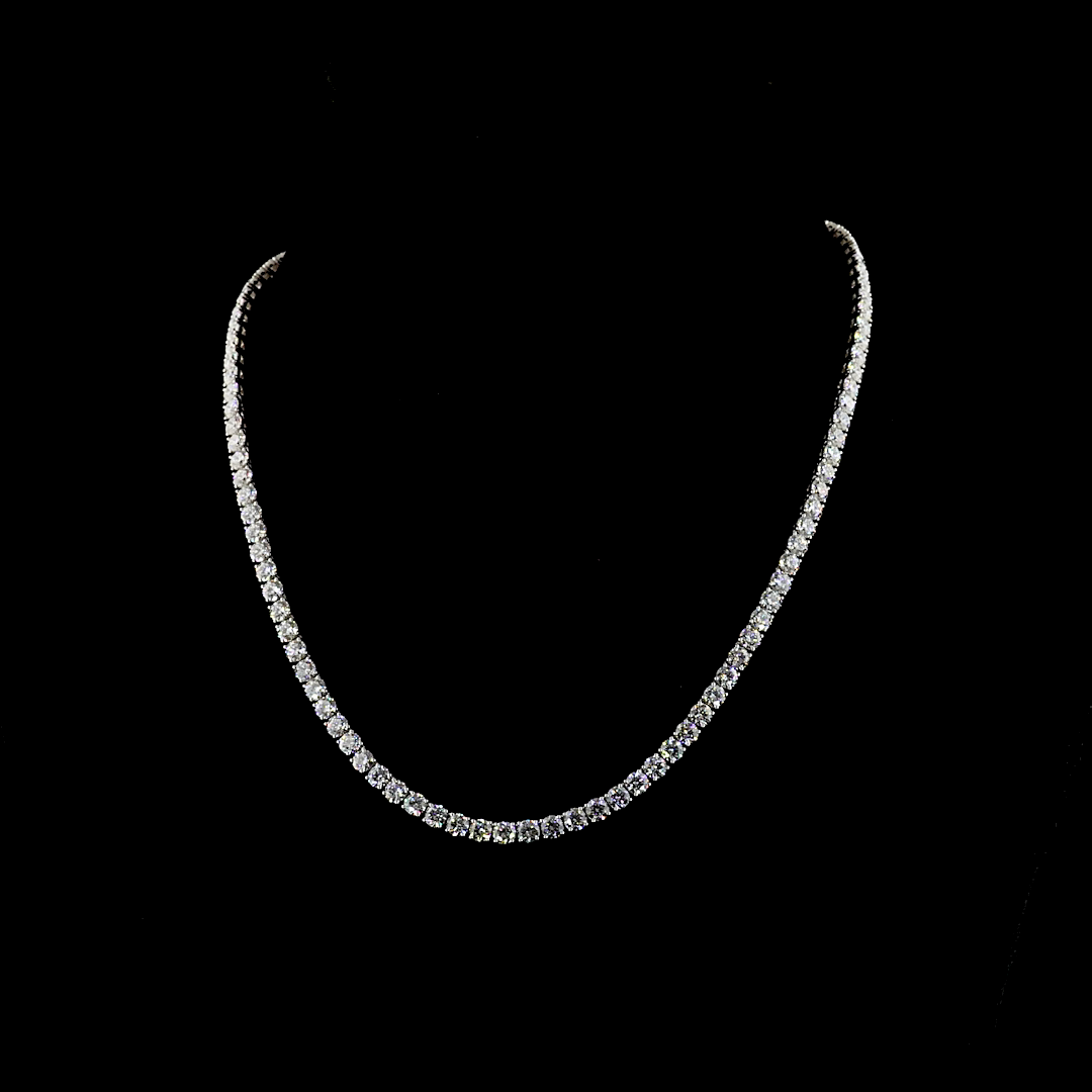 20.74 CTTW Round Lab Grown Diamond Tennis Necklace 16.5" (E Color and VS1/VS Clarity)