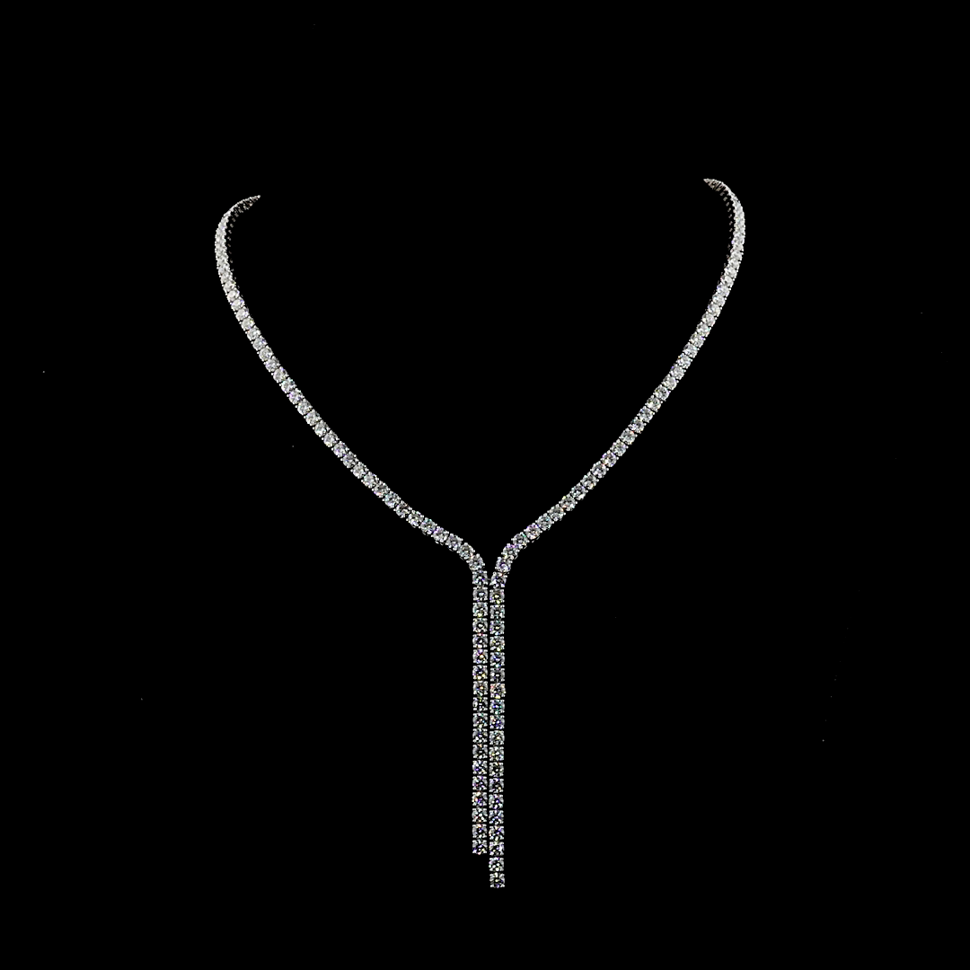 20.45 CTTW Round Lab Grown Diamond Lariat Necklace 16" (F Color and VS2 Clarity)