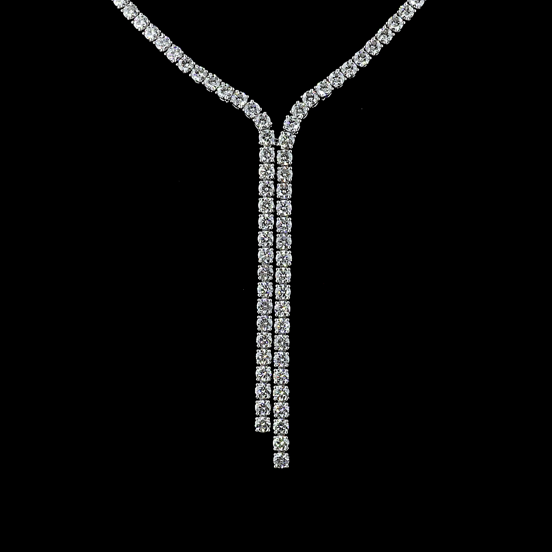 20.45 CTTW Round Lab Grown Diamond Lariat Necklace 16" (F Color and VS2 Clarity)