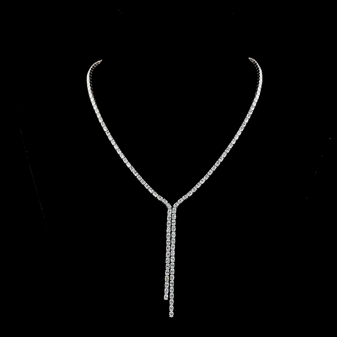 13.45 CTTW Oval Lab Grown Diamond Lariat Necklace 16" (E Color and VS Clarity)