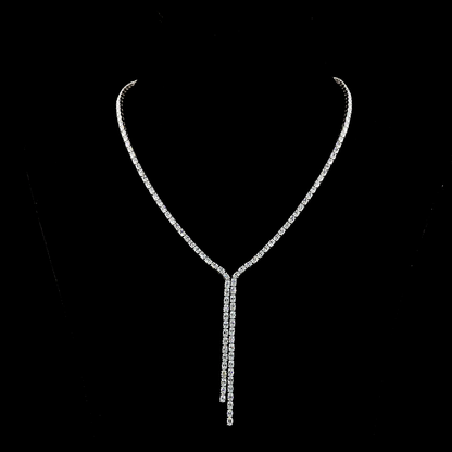 13.45 CTTW Oval Lab Grown Diamond Lariat Necklace 16" (E Color and VS Clarity)