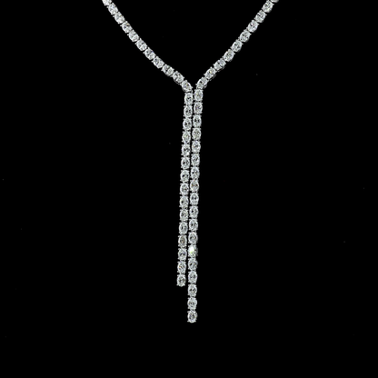 13.45 CTTW Oval Lab Grown Diamond Lariat Necklace 16" (E Color and VS Clarity)