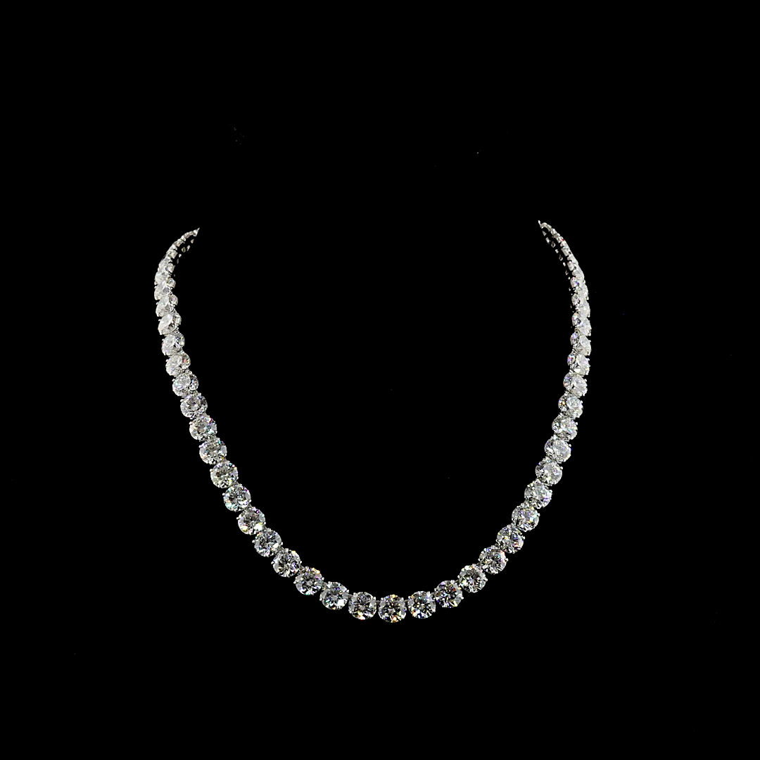 71.99 CTTW Round Lab Diamond Tennis Necklace (F Color and VS1 Clarity)