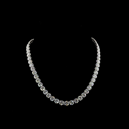 71.99 CTTW Round Lab Diamond Tennis Necklace (F Color and VS1 Clarity)