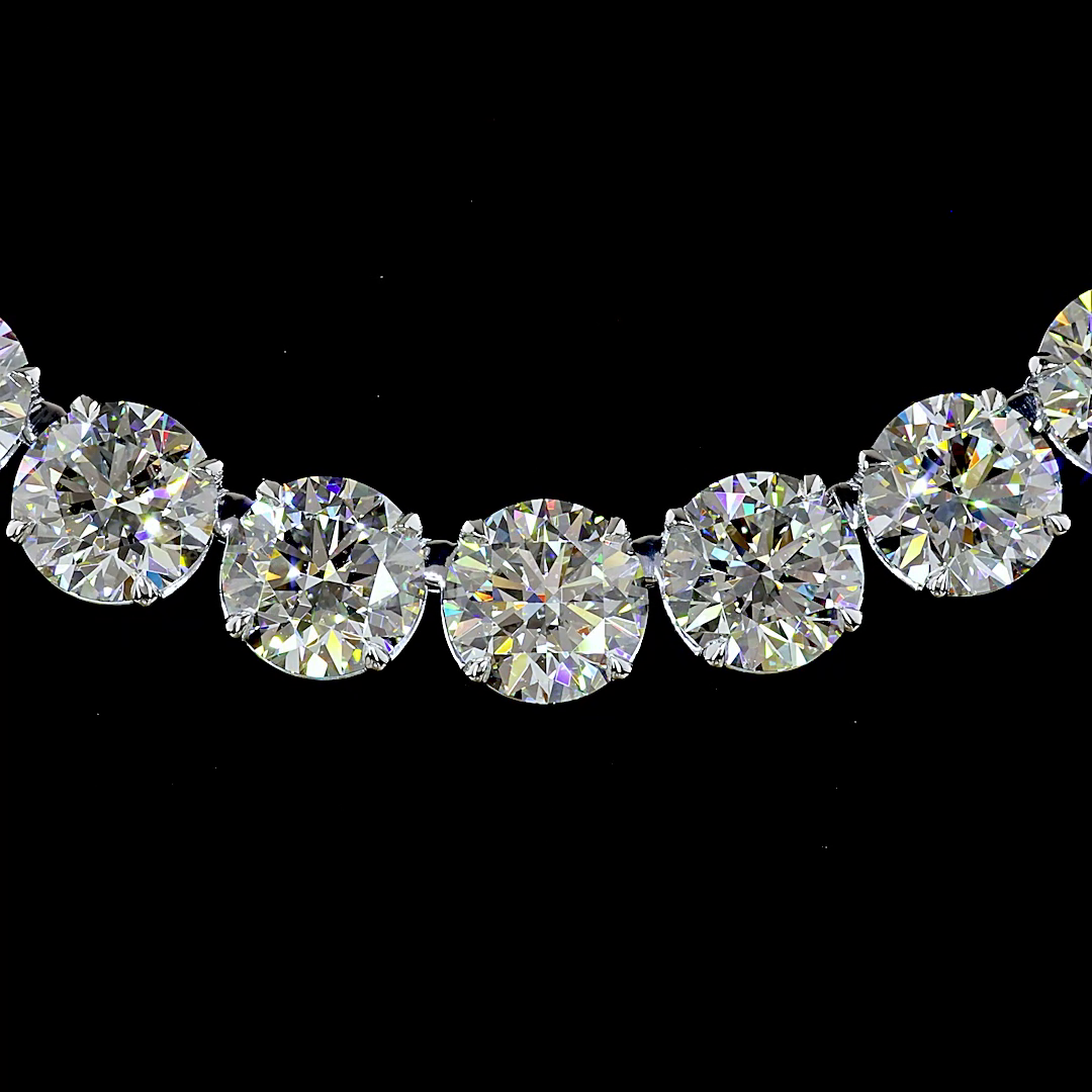 72.11 CTTW Round Lab Diamond Tennis Necklace (D Color and VVS2 Clarity)