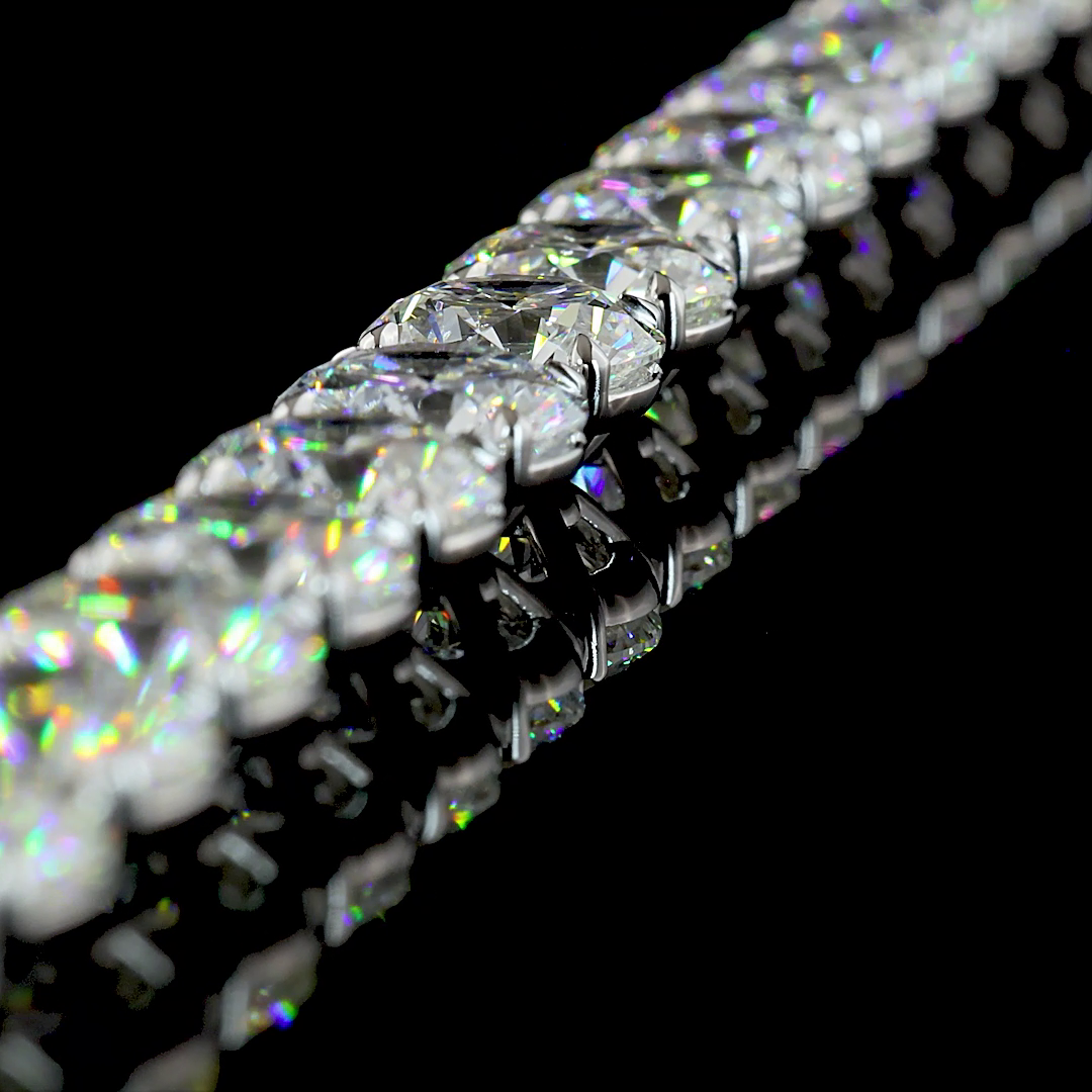 72.11 CTTW Round Lab Diamond Tennis Necklace (D Color and VVS2 Clarity)