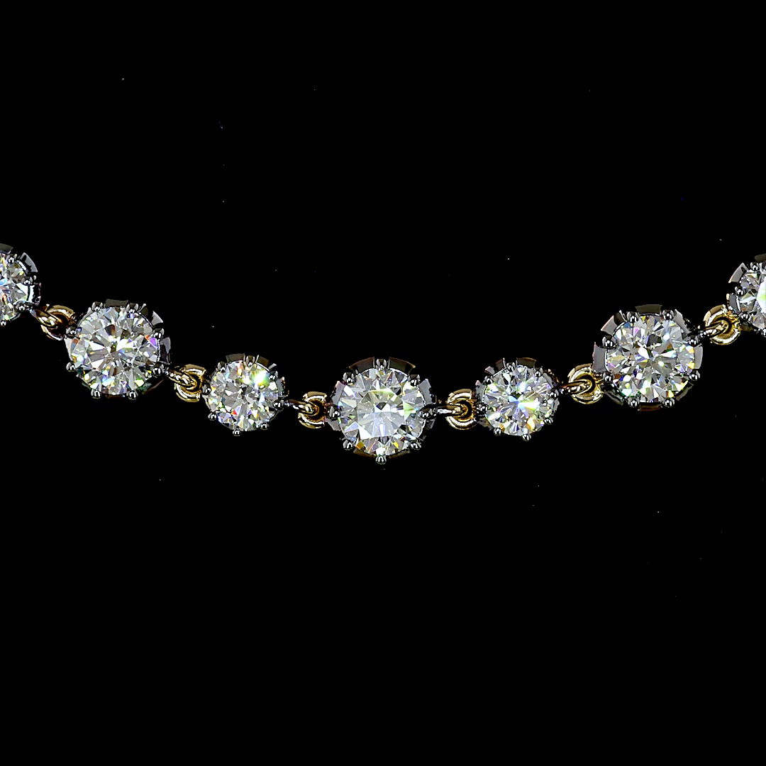 10.34 CTTW Round Lab Diamond Station Necklace (E Color and VS Clarity)