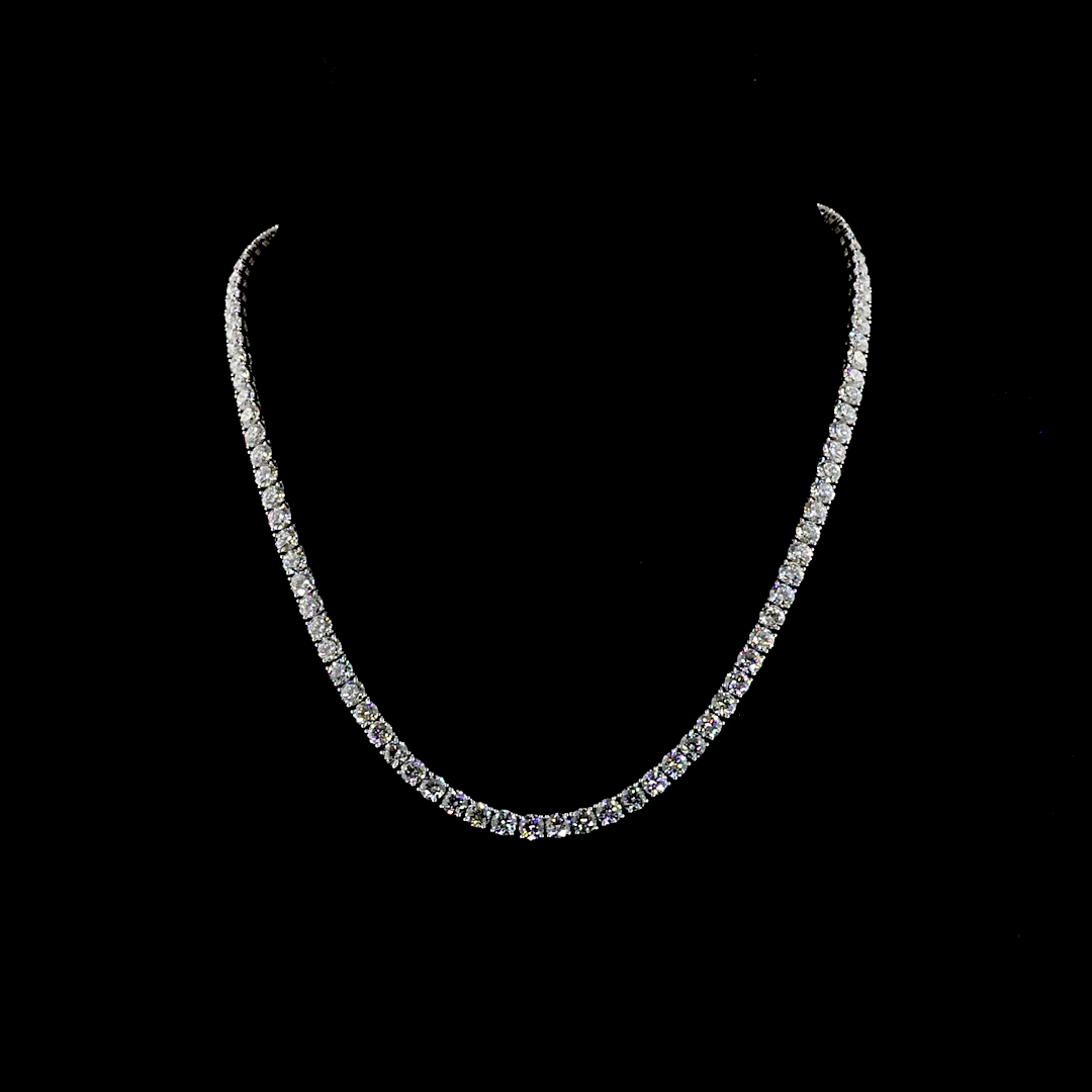 25.42 CTTW Round Lab Grown Diamond Tennis Necklace 16.5" (F/E Color and VS2/VS1 Clarity)