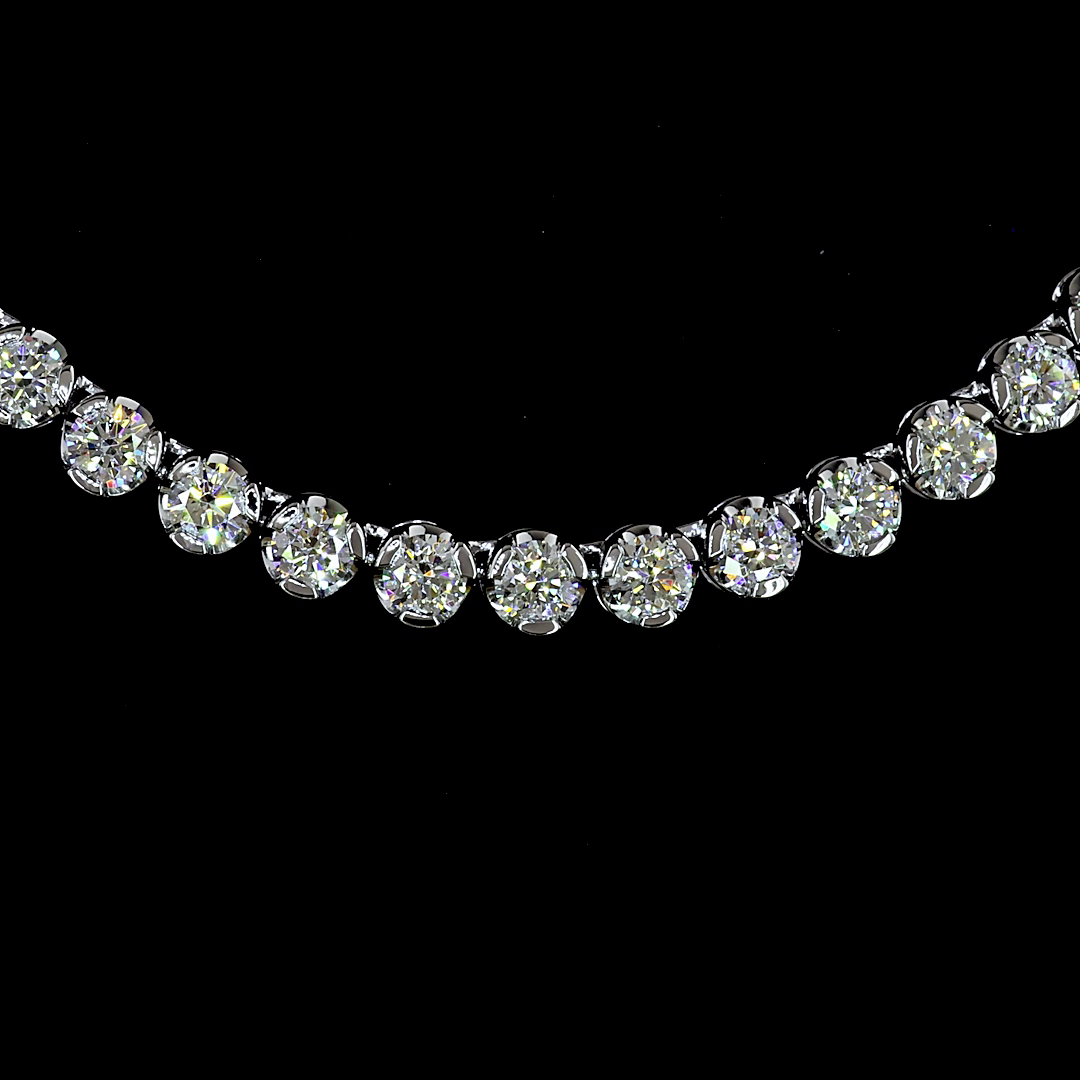 11.05 CTTW Round Lab Grown Diamond Tennis Necklace 18" (F Color and VS1 Clarity)