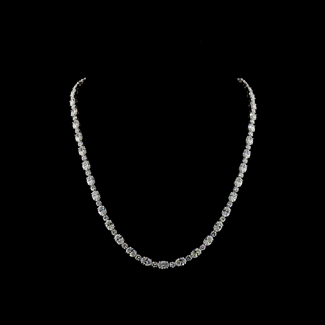 31.03 CTTW Round Lab Grown Diamond Tennis Necklace 18" (E Color and VS Clarity)