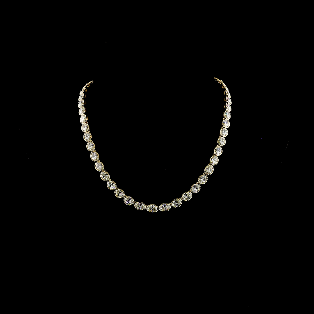 35.20 CTTW Oval Lab Grown Diamond Tennis Necklace 17" (E Color and VS Clarity)