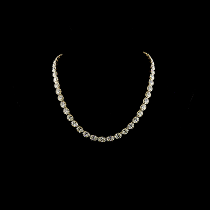 35.20 CTTW Oval Lab Grown Diamond Tennis Necklace 17" (E Color and VS Clarity)