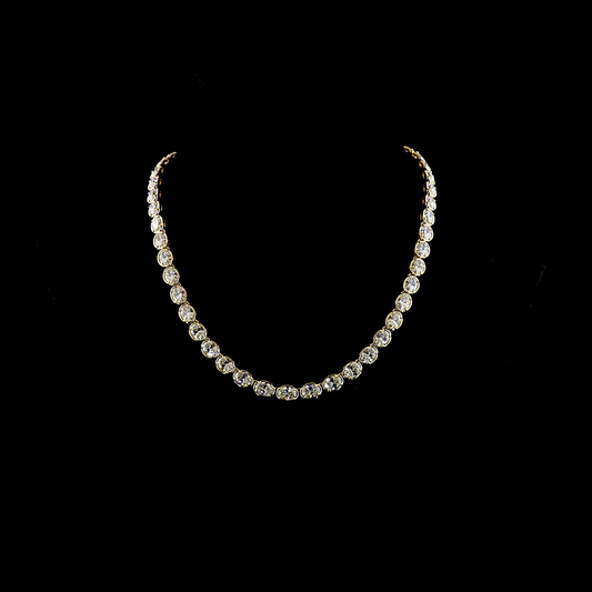 35.20 CTTW Oval Lab Grown Diamond Tennis Necklace 17" (E Color and VS Clarity)