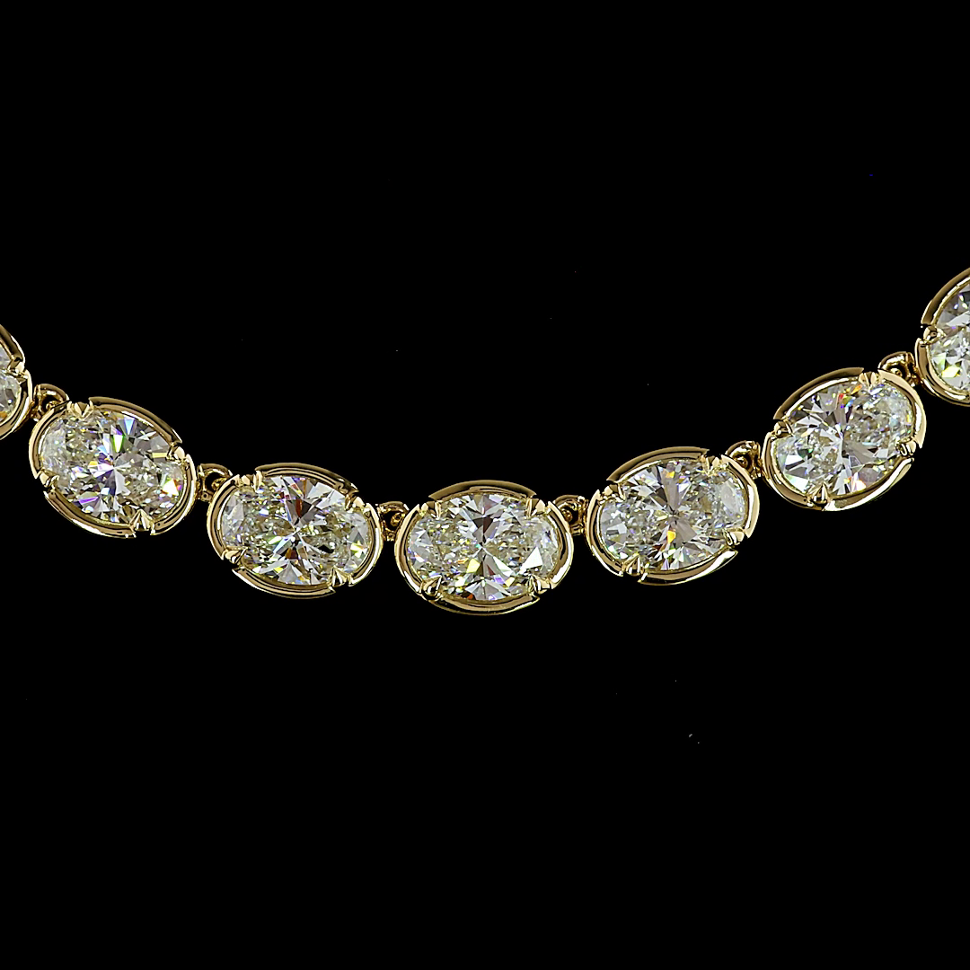 35.20 CTTW Oval Lab Grown Diamond Tennis Necklace 17" (E Color and VS Clarity)