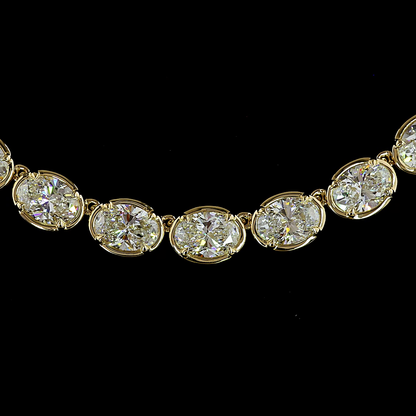 35.20 CTTW Oval Lab Grown Diamond Tennis Necklace 17" (E Color and VS Clarity)