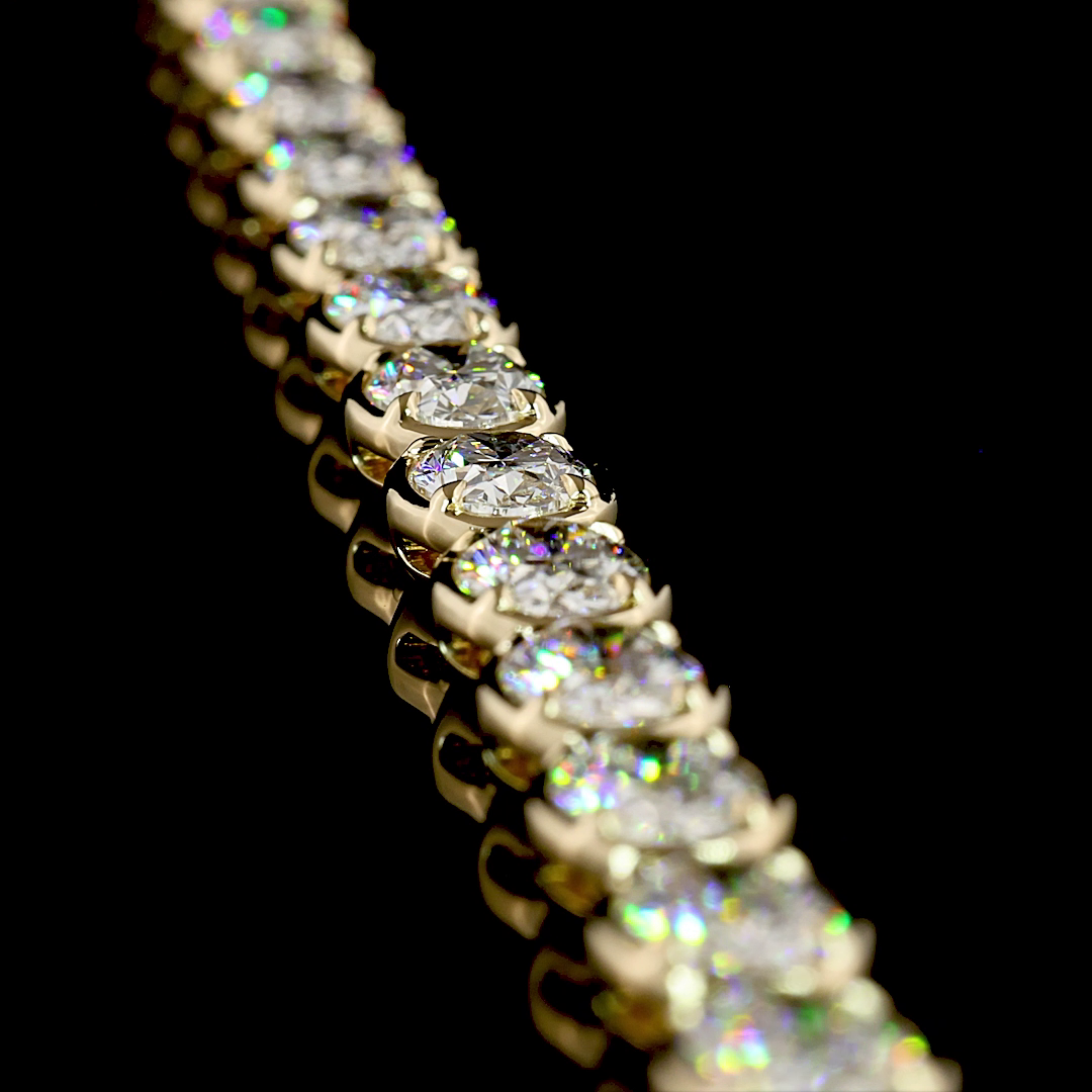 35.20 CTTW Oval Lab Grown Diamond Tennis Necklace 17" (E Color and VS Clarity)