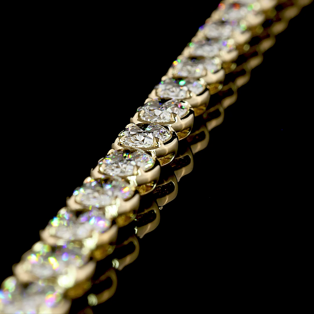35.20 CTTW Oval Lab Grown Diamond Tennis Necklace 17" (E Color and VS Clarity)