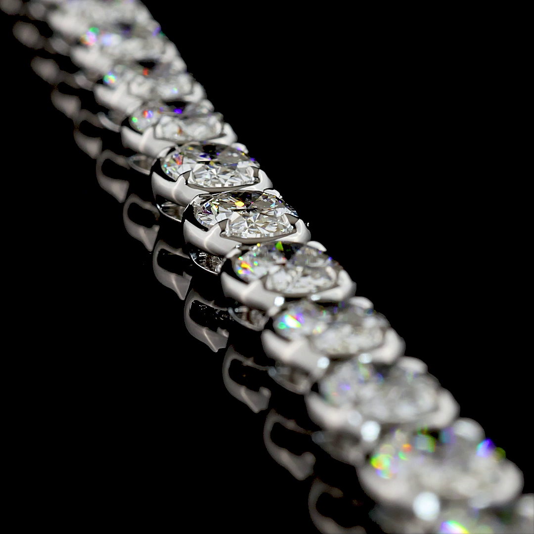 34.88 CTTW Oval Lab Grown Diamond Tennis Necklace 17" (E Color and VS Clarity)