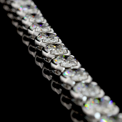34.88 CTTW Oval Lab Grown Diamond Tennis Necklace 17" (E Color and VS Clarity)