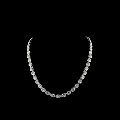 35.36 CTTW Oval Lab Grown Diamond Tennis Necklace 17" (E Color and VS1 Clarity)