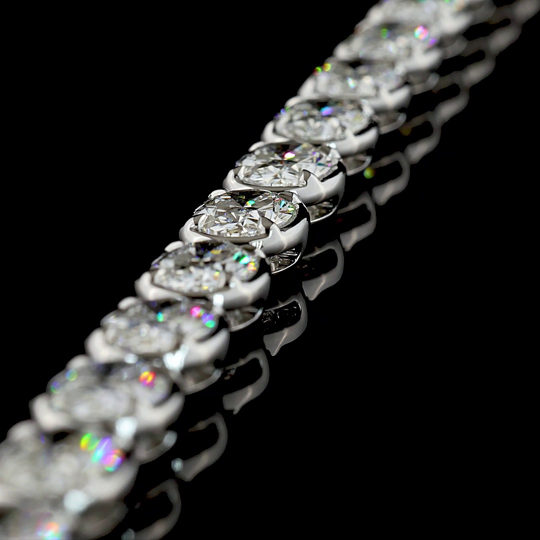 35.36 CTTW Oval Lab Grown Diamond Tennis Necklace 17" (E Color and VS1 Clarity)