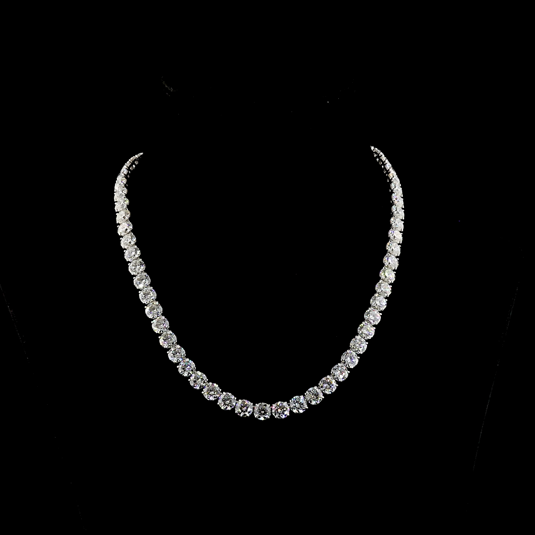 64.86 CTTW Round Lab Grown Diamond Tennis Necklace 16.5" (F Color and VS1 Clarity)