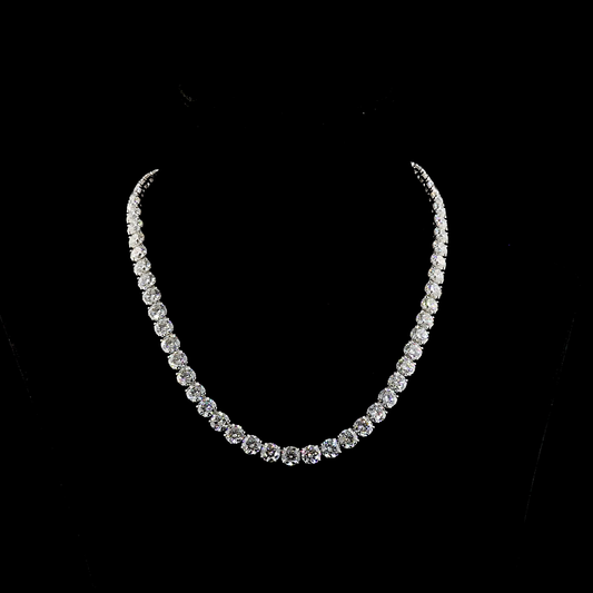 64.86 CTTW Round Lab Diamond Tennis Necklace (F Color and VS1 Clarity)