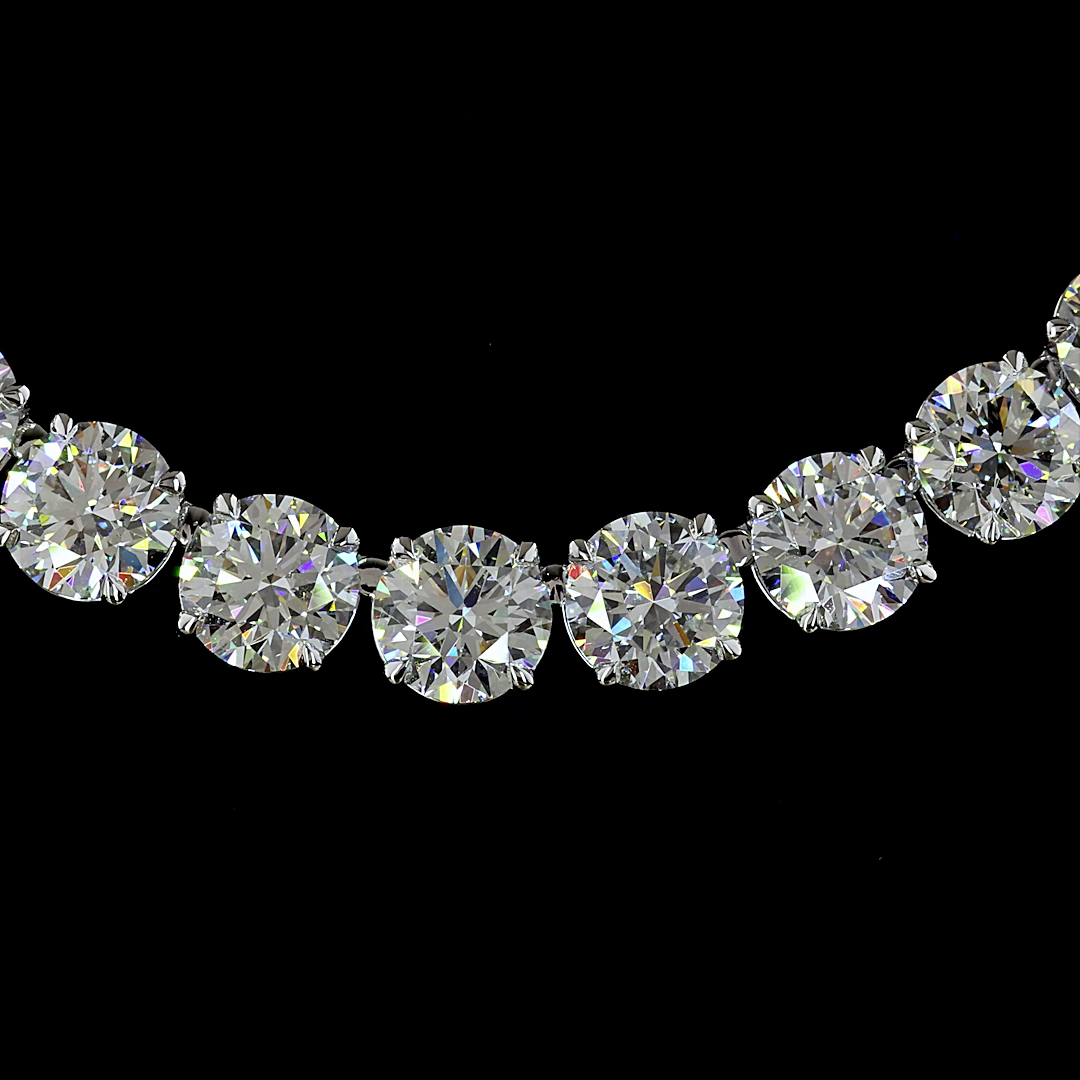 64.86 CTTW Round Lab Grown Diamond Tennis Necklace 16.5" (F Color and VS1 Clarity)