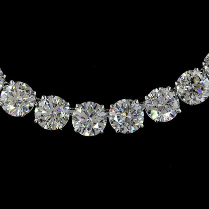 64.86 CTTW Round Lab Grown Diamond Tennis Necklace 16.5" (F Color and VS1 Clarity)
