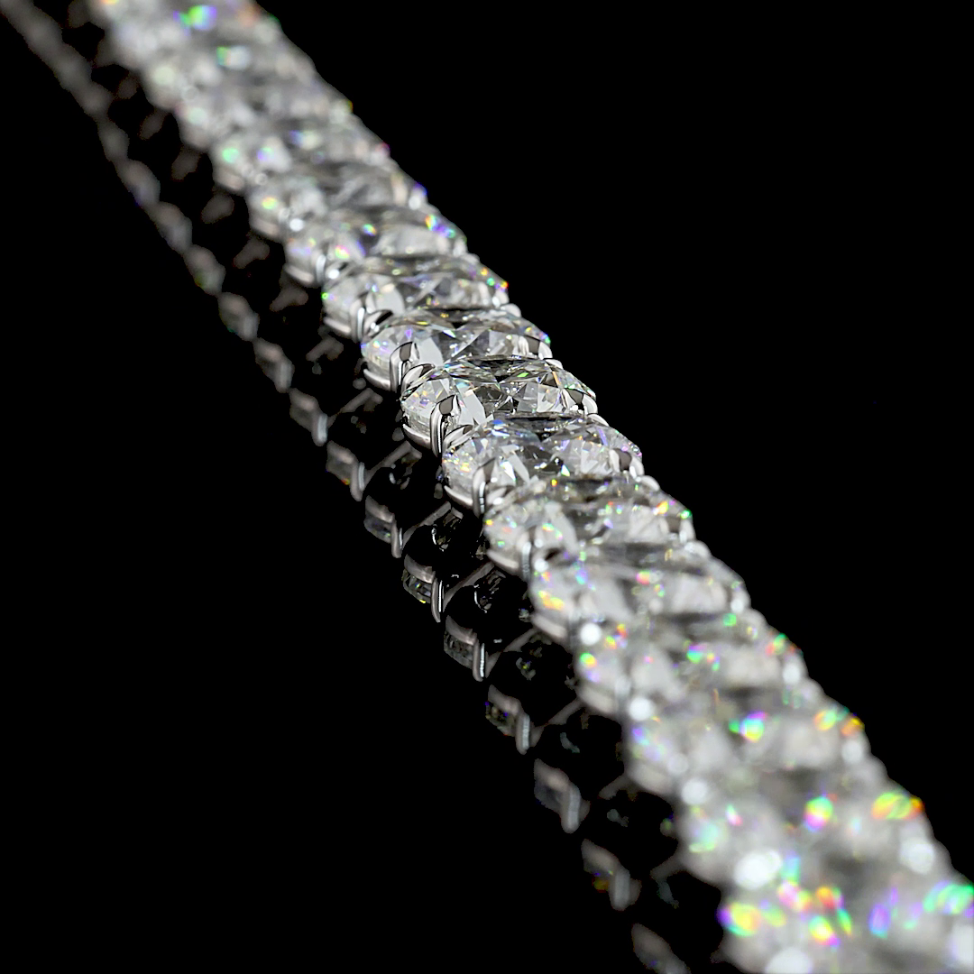 64.86 CTTW Round Lab Grown Diamond Tennis Necklace 16.5" (F Color and VS1 Clarity)