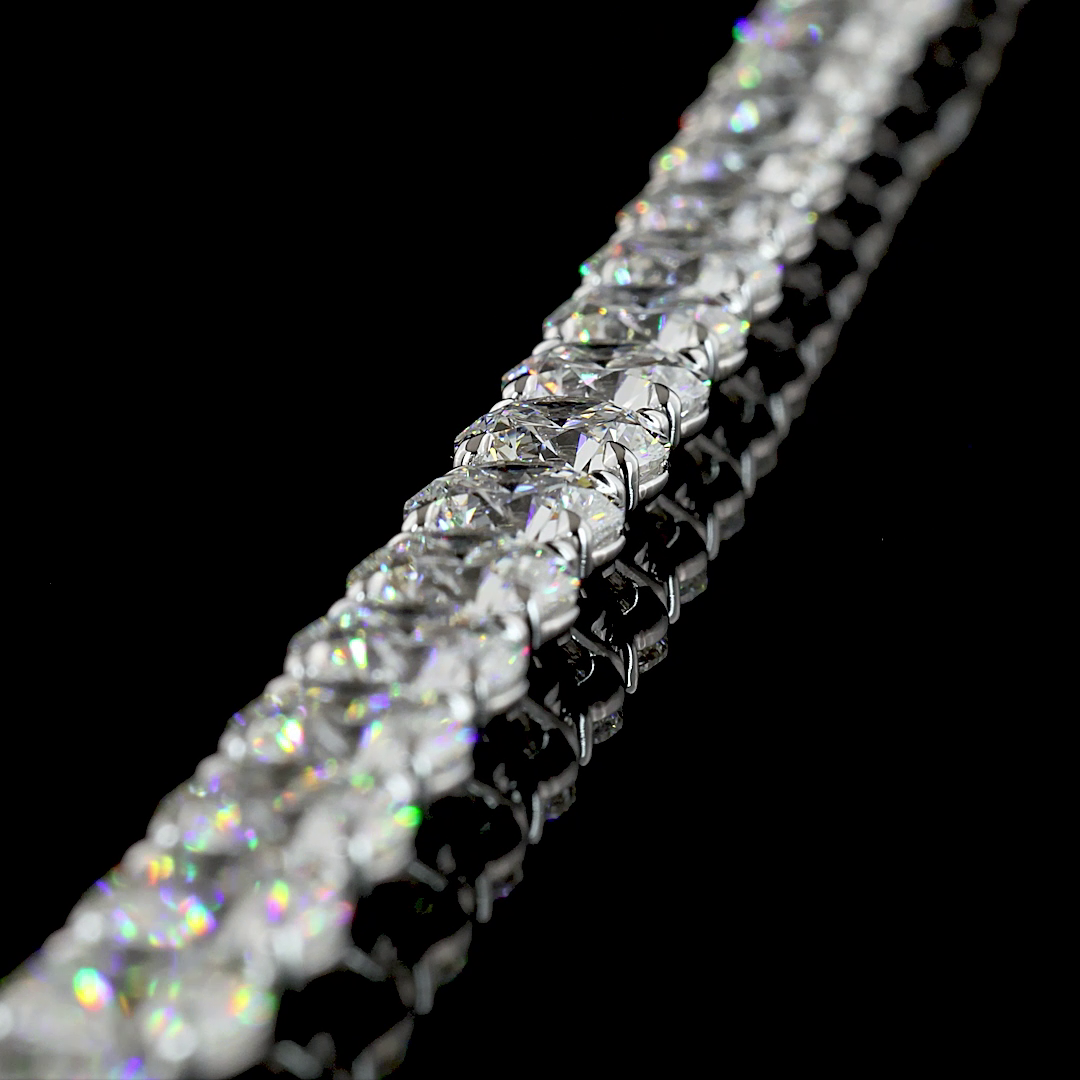 64.86 CTTW Round Lab Grown Diamond Tennis Necklace 16.5" (F Color and VS1 Clarity)
