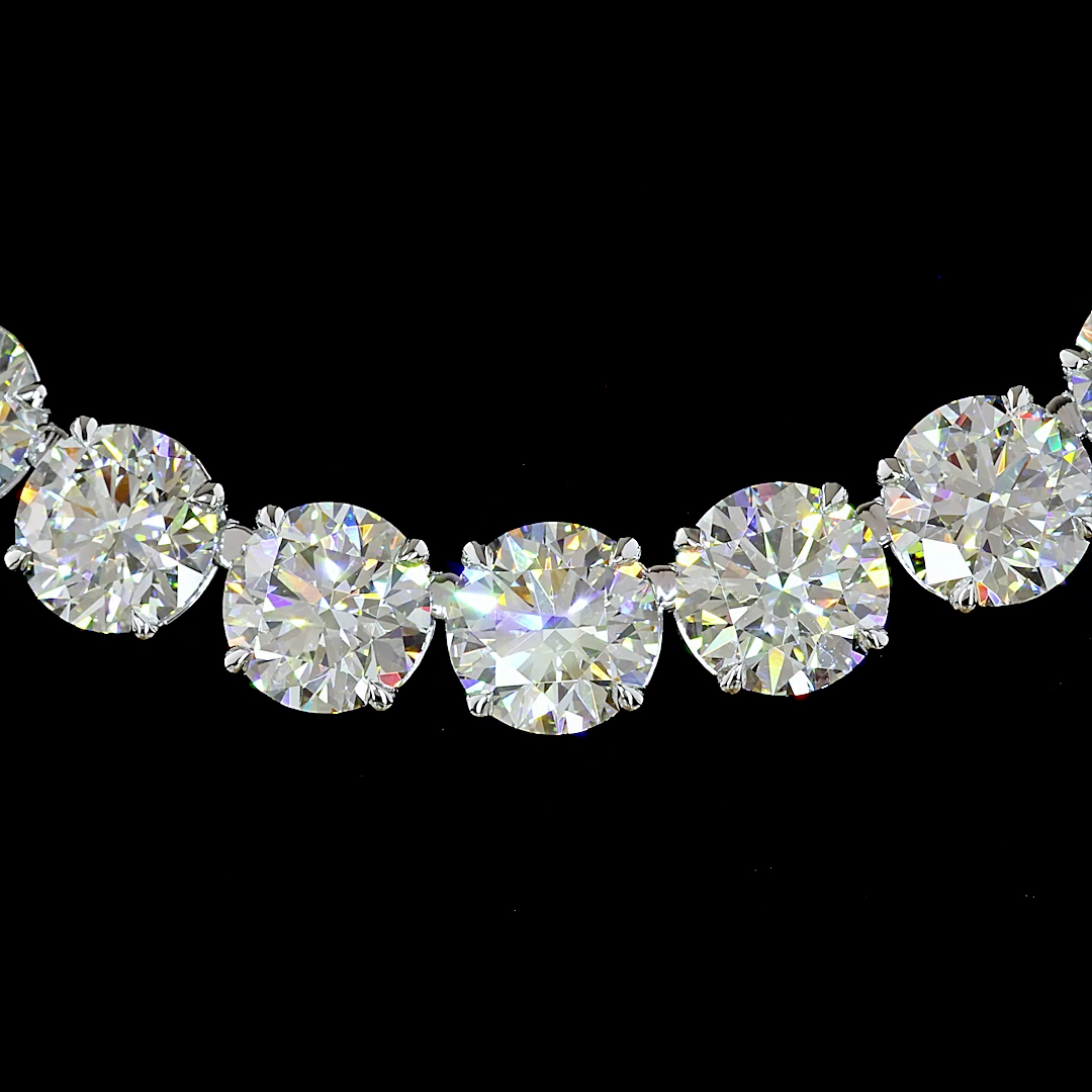 82.76 CTTW Round Lab Diamond Tennis Necklace (F Color and VS1 Clarity)