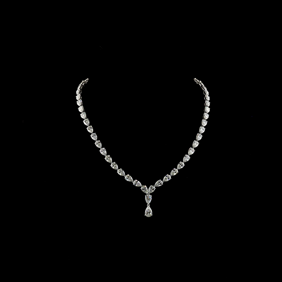 38.38 CTTW Pear Lab Grown Diamond Lariat Necklace 16.5" (E Color and VVS2 Clarity)