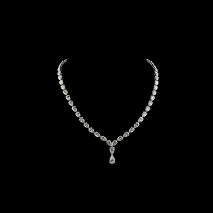 38.38 CTTW Pear Lab Grown Diamond Lariat Necklace 16.5" (E Color and VVS2 Clarity)