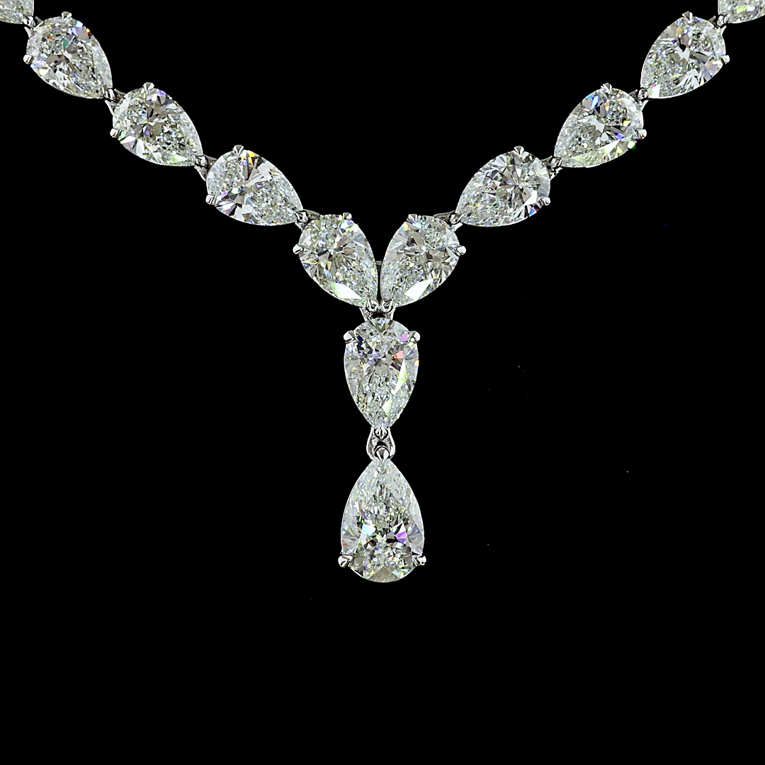 38.67 CTTW Pear Lab Diamond Lariat Necklace (F Color and VS1 Clarity)