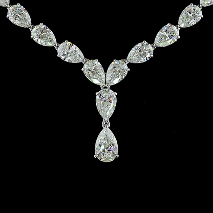 38.67 CTTW Pear Lab Diamond Lariat Necklace (F Color and VS1 Clarity)