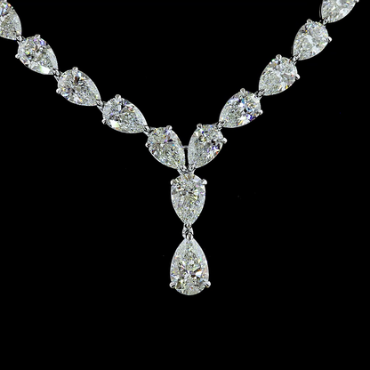 48.98 CTTW Pear Lab Grown Diamond Tennis Necklace 16.5" (E Color and VVS2 Clarity)
