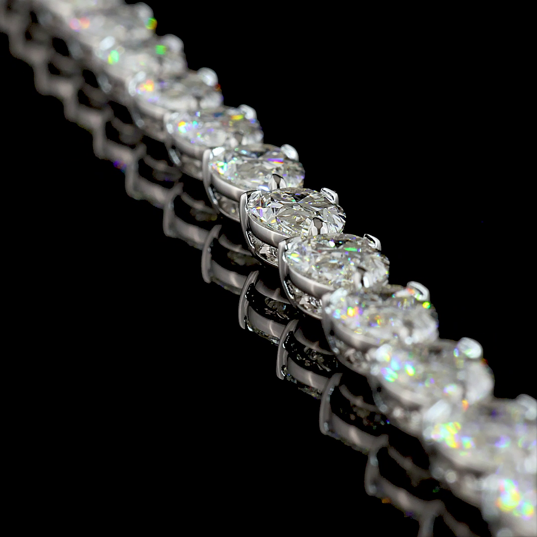 48.98 CTTW Pear Lab Grown Diamond Tennis Necklace 16.5" (E Color and VVS2 Clarity)