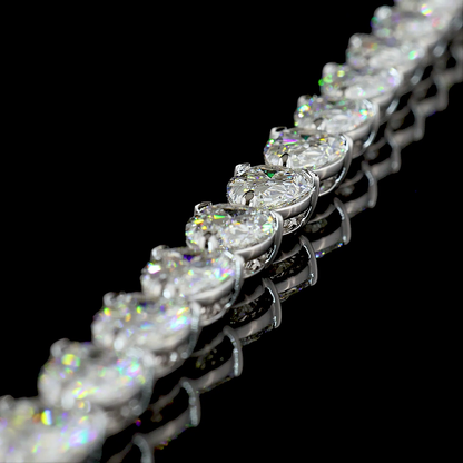 48.98 CTTW Pear Lab Grown Diamond Tennis Necklace 16.5" (E Color and VVS2 Clarity)