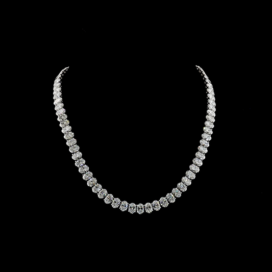 56.56 CTTW Oval Lab Grown Diamond Tennis Necklace 16.5" (E Color and VS Clarity)