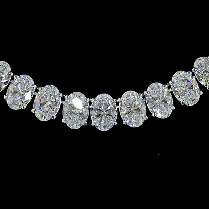 56.56 CTTW Oval Lab Grown Diamond Tennis Necklace 16.5" (E Color and VS Clarity)